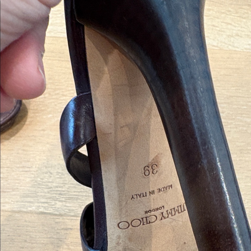 Jimmy Choo Brown Leather High Heel Sandals - Picture 3 of 5